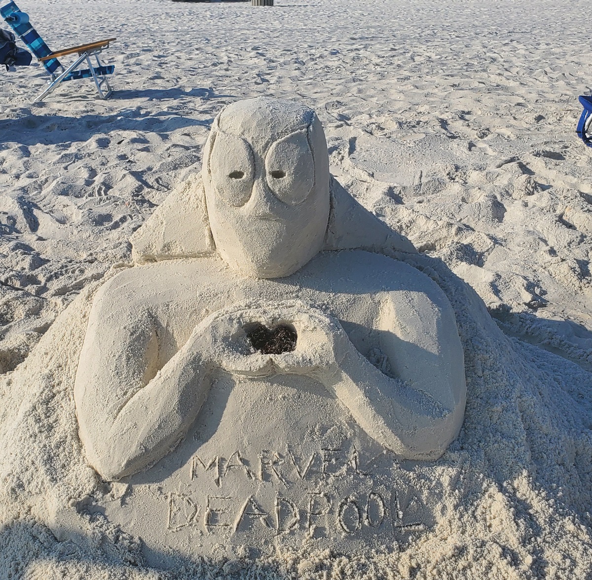 Deadpool as a sand sculpture