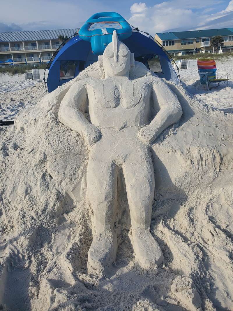 Ultraman sand sculpture