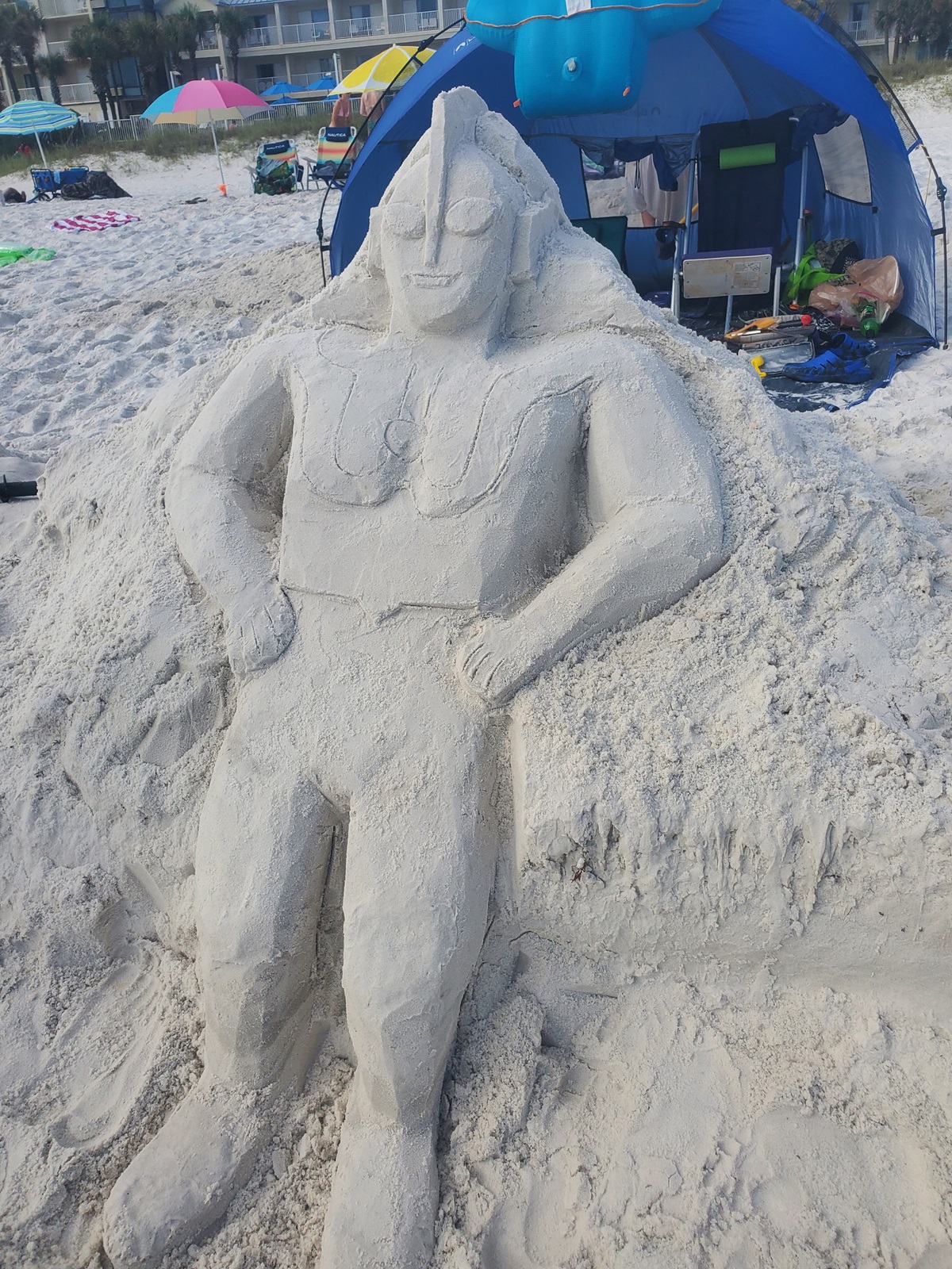 Ultraman sand sculpture